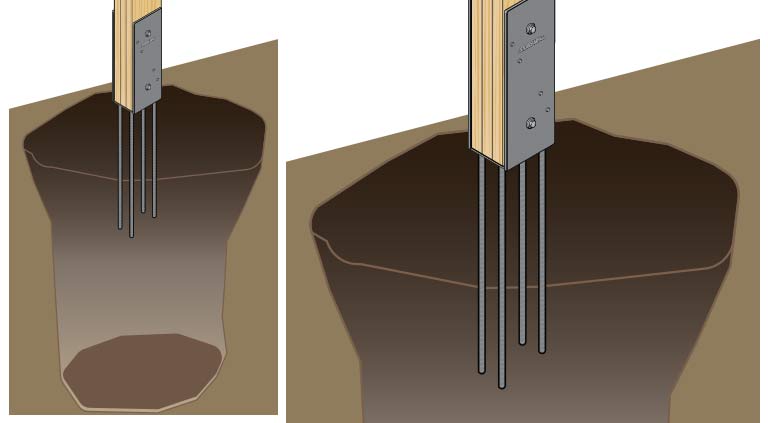 Illustration of rotted post sawed off and Strurdi-wall® Plus bracket attached