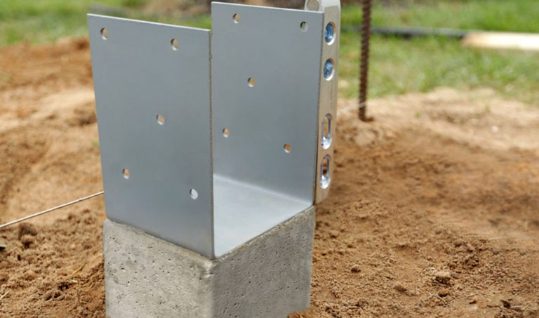 Precast concrete deck post installed